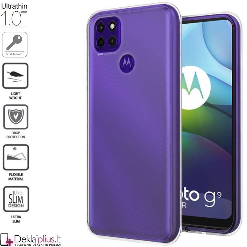 Silikoninis dėklas 1.0 mm storio - permatomas (telefonams Motorola Moto G9 Power) Silikoninis dėklas 1.0 mm storio - permatomas (telefonams Motorola Moto G9 Power)